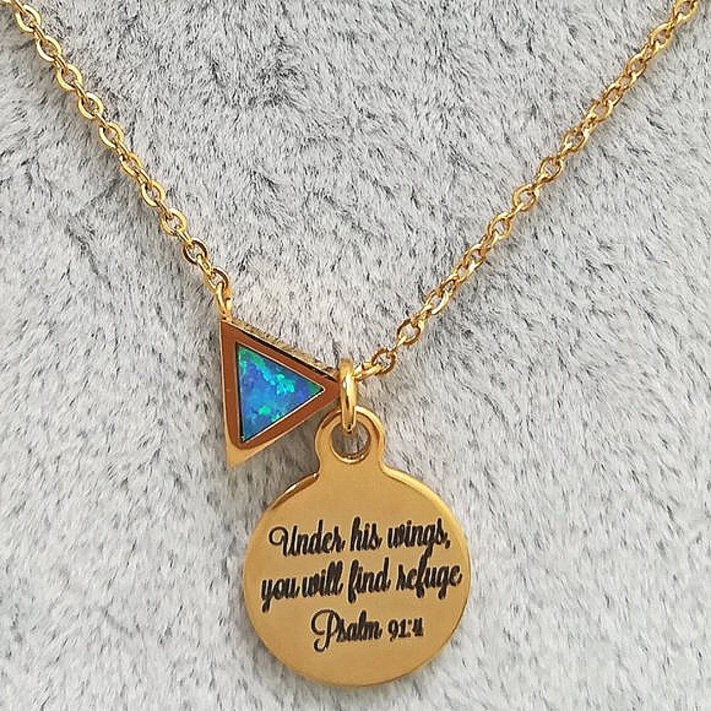 Gold Christian Bible Verse Scripture Necklace